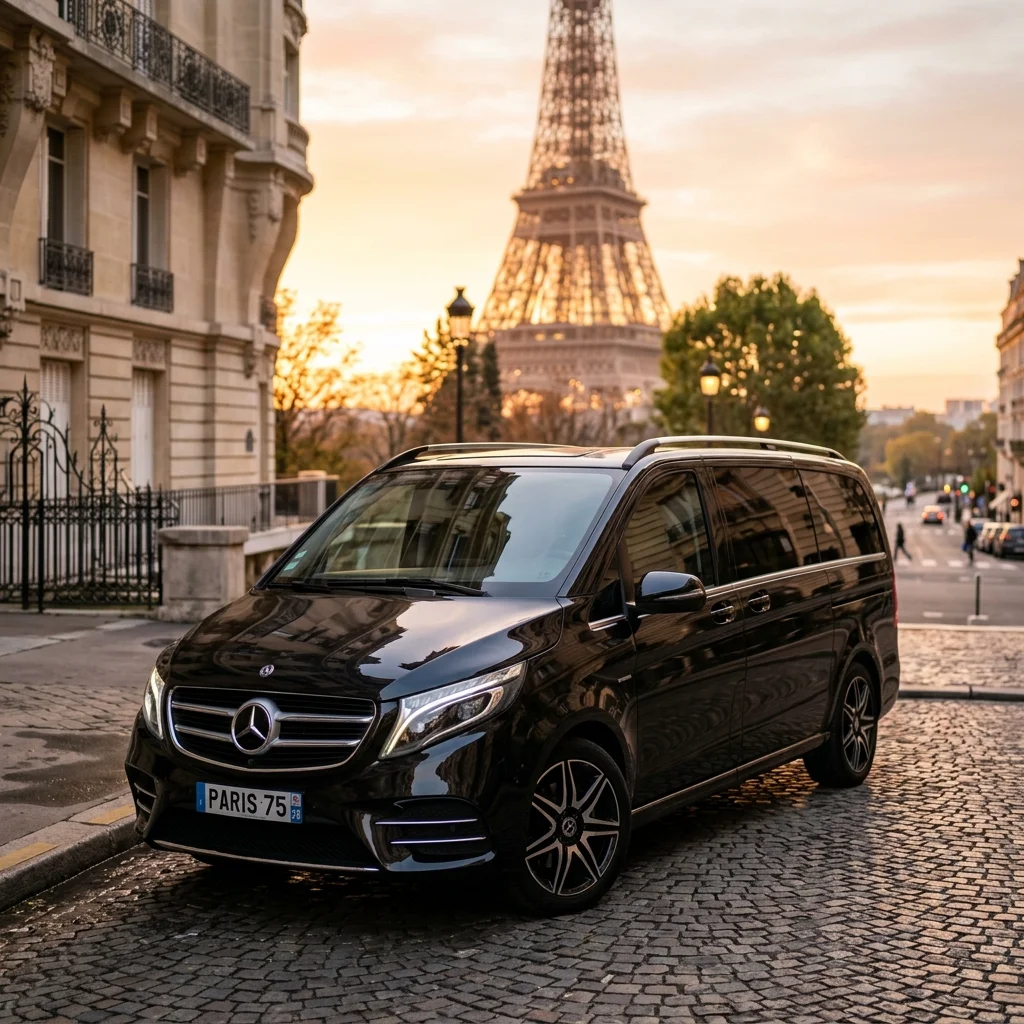 Professional Paris chauffeur with luxury Mercedes fleet